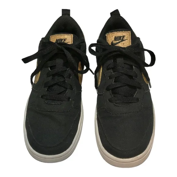NIKE Court Borough Low 2 Canvas Black Cork DC7949-001 Size Women 6.5/Youth 5