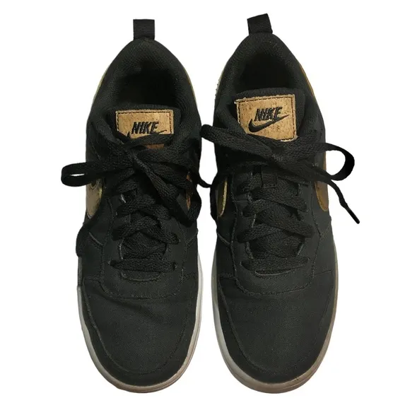 NIKE Court Borough Low 2 Canvas Black Cork DC7949-001 Size Women 6.5/Youth 5