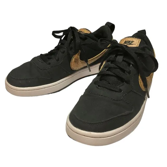NIKE Court Borough Low 2 Canvas Black Cork DC7949-001 Size Women 6.5/Youth 5