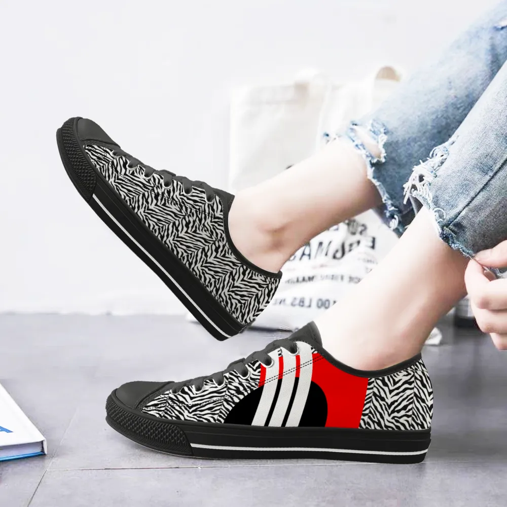 Origen Destination |Symbol-inspired Unisex Black Low Top Canvas Shoes