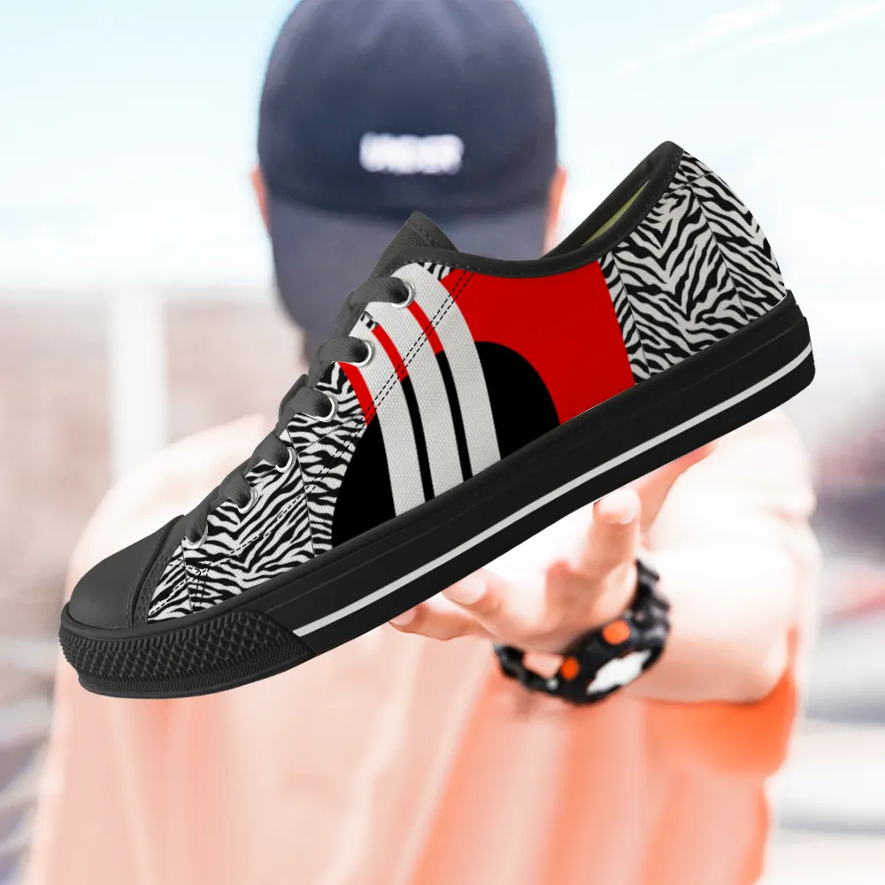 Origen Destination |Symbol-inspired Unisex Black Low Top Canvas Shoes