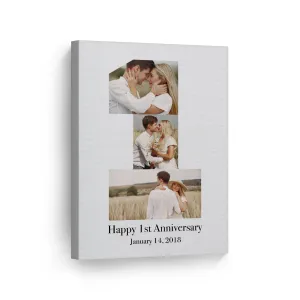 Personalized Gift Wall Art Custom Photo Collage First Anniversary Custom Text and Date