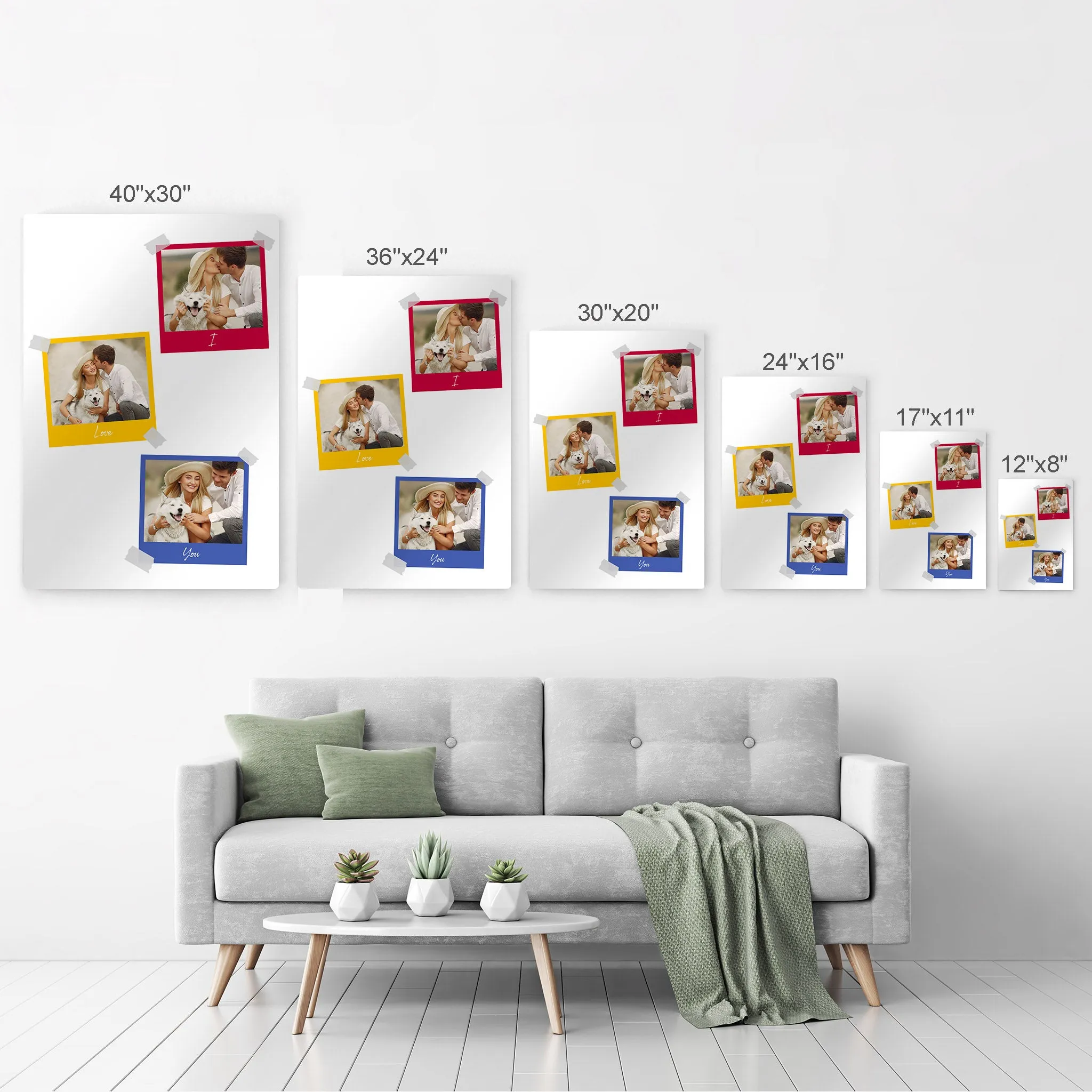 Personalized Gift Wall Art Custom Photo Collage with Colorful Polaroid Frames and Customized Text