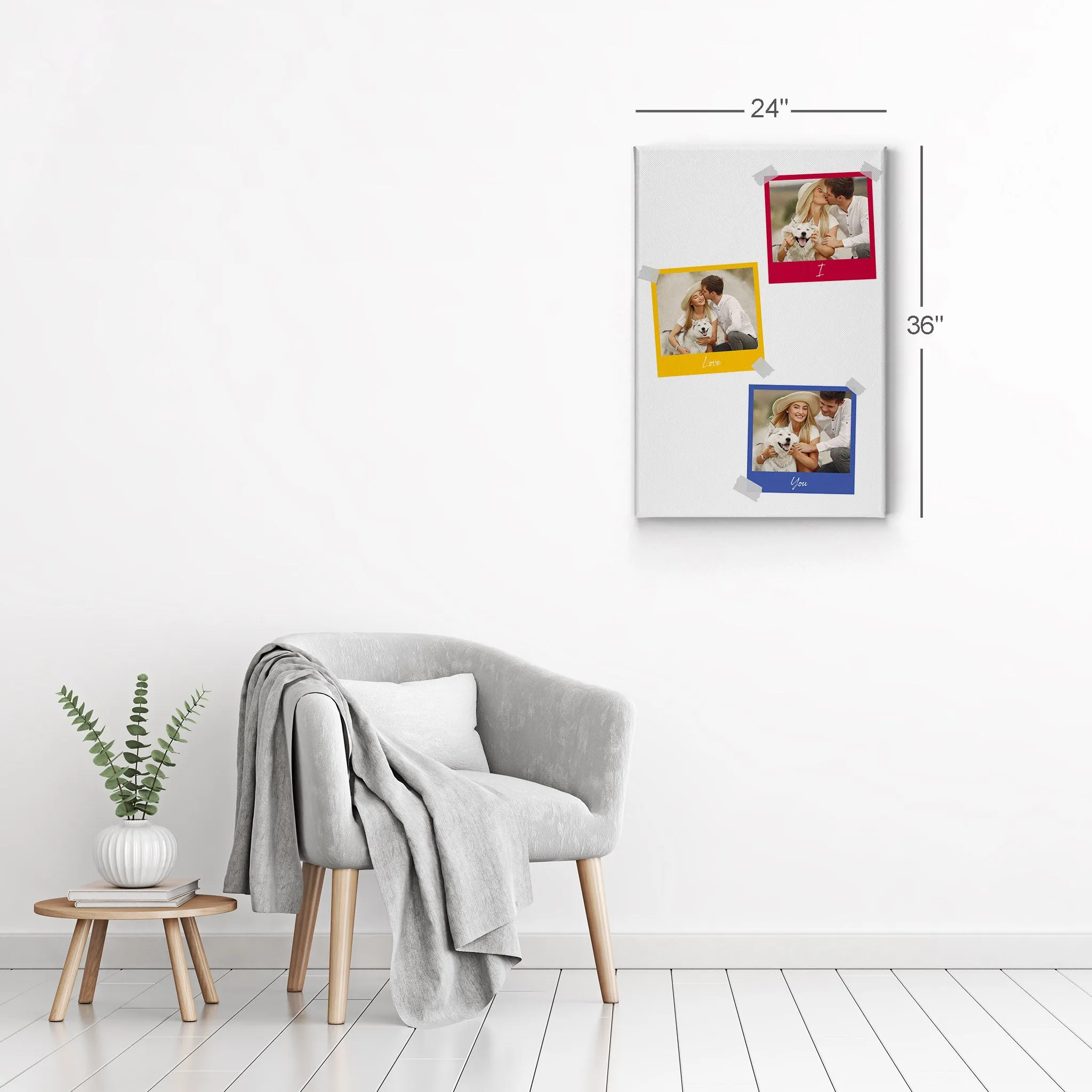 Personalized Gift Wall Art Custom Photo Collage with Colorful Polaroid Frames and Customized Text