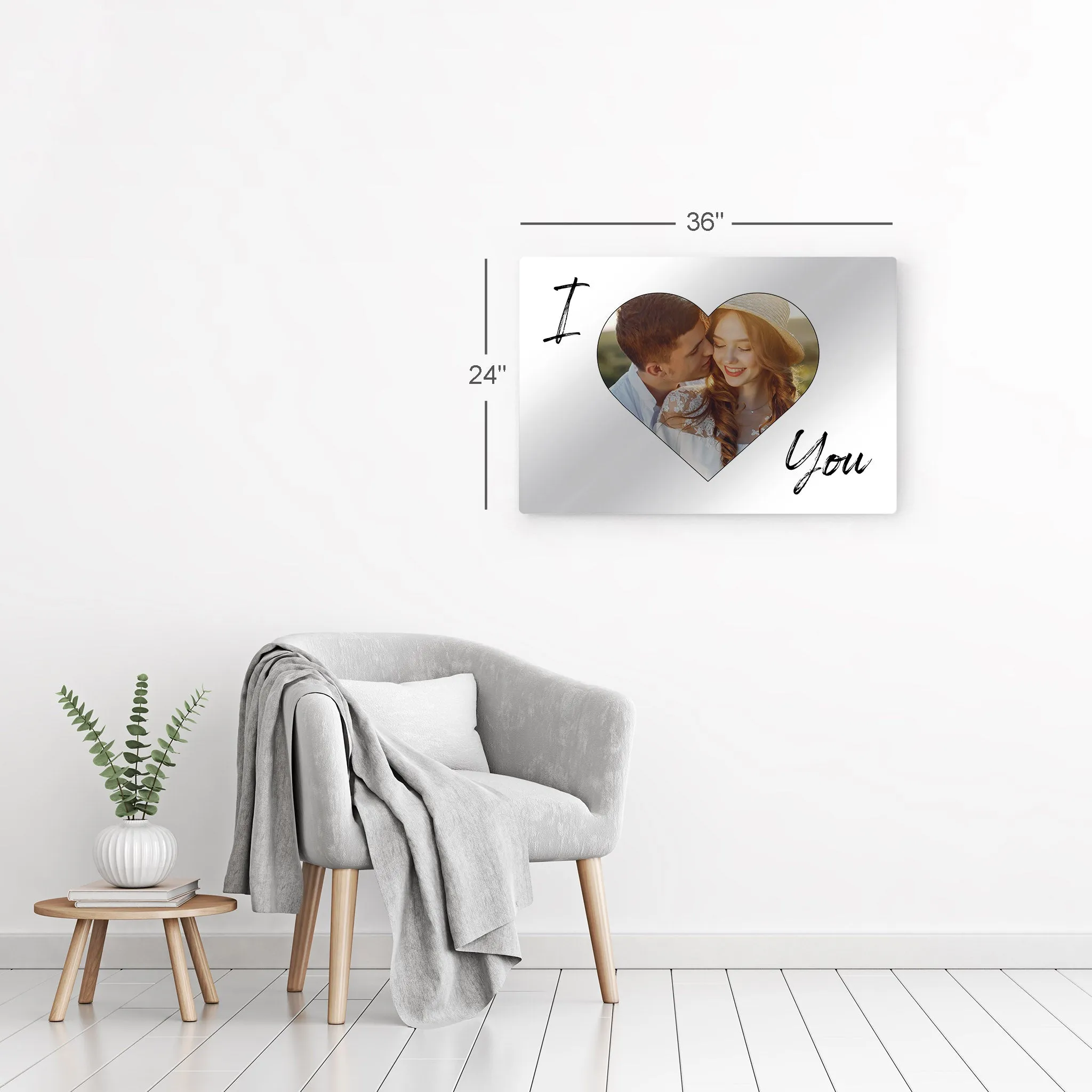 Personalized Gift Wall Art Custom Photo Hearth Shape and I Love You Text Quote