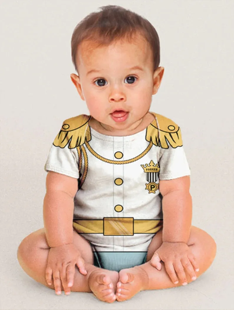 Prince Charming Baby Bodysuit, Personalized Prince Charming Birthday Outfit, White Jacket Prince Baby Outfit, Baby Prince Charming Shirt