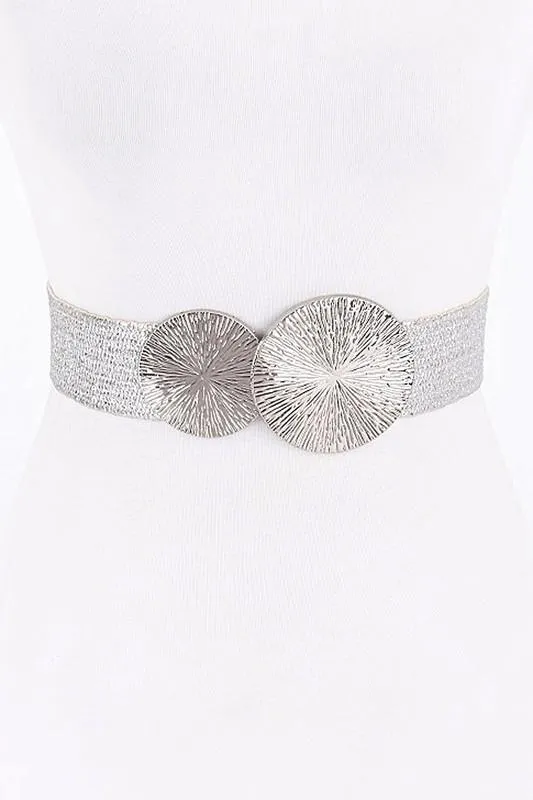 Round metal buckle stretch belt