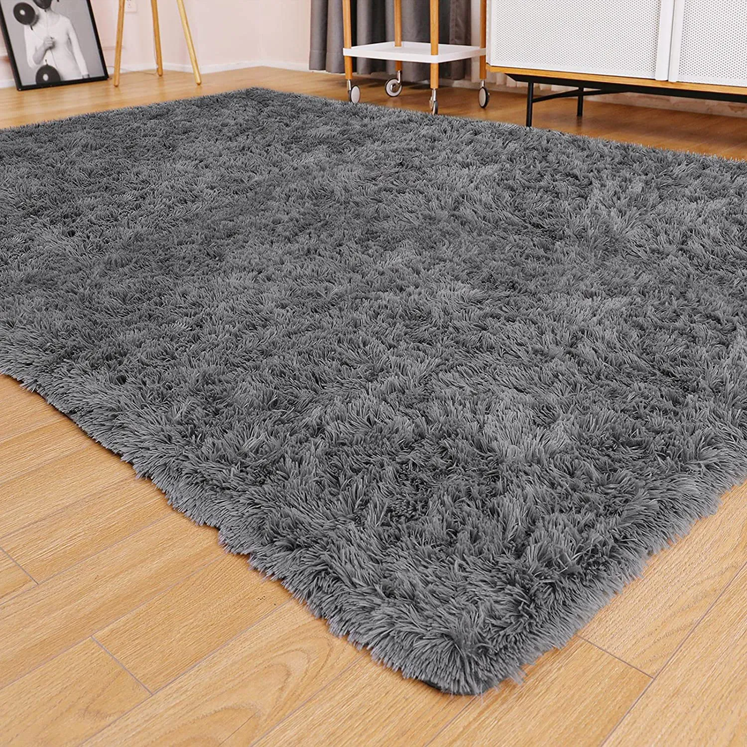 Rynx | Ophanie Rosa Rugs For Bedroom Girls, Children Baby Set Shaggy Fluffy Sweet Shag Fuzzy Soft Room Rug, Plush Bedside Indoor Floor Area Rug For Teenager Dorm Home Decor Aesthetic, Kids Room, 4 X 5.3 Feet