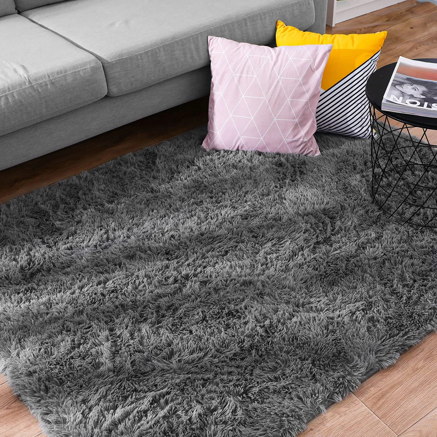 Rynx | Ophanie Rosa Rugs For Bedroom Girls, Children Baby Set Shaggy Fluffy Sweet Shag Fuzzy Soft Room Rug, Plush Bedside Indoor Floor Area Rug For Teenager Dorm Home Decor Aesthetic, Kids Room, 4 X 5.3 Feet
