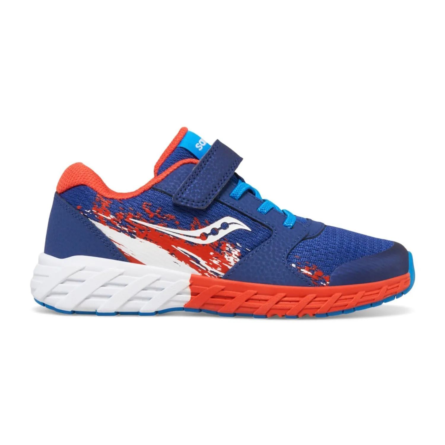 Saucony® Kids Wind A/C 2.0 Sneakers for Kids – Ideal for Playing and Leisure – Leather and Mesh Design Navy/Red/White 11 Little Kid W