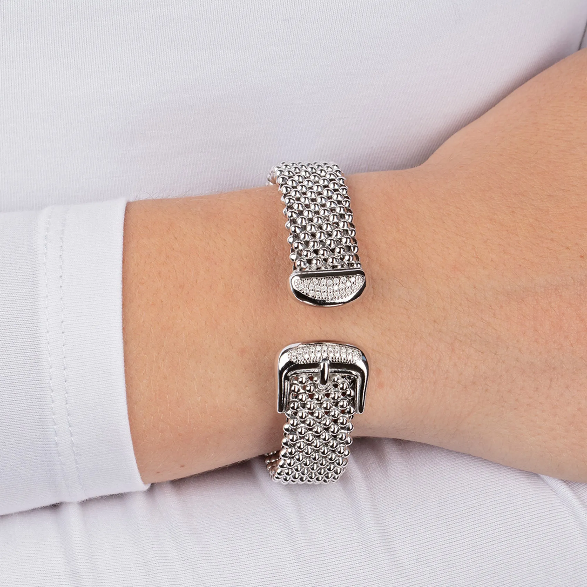 Silver & Diamond Prosecco Buckle Cuff