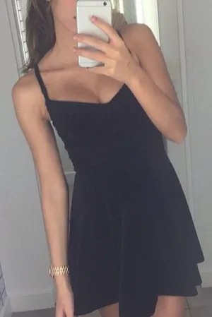 Simple Black Sweetheart Short Prom Dress,Spaghetti Strap Homecoming Dress,Party Dress SH172