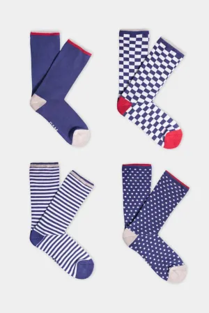Taddiport Bamboo Socks in Blue (4 Pairs) by BAM
