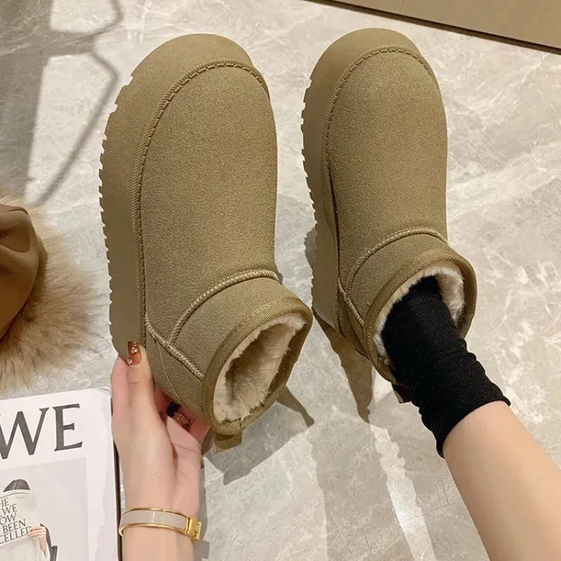 Thickened Fluff Women's Snow Boots Comfortable Warm Ankle Boots Women Winter Ladies Shoes Chunky