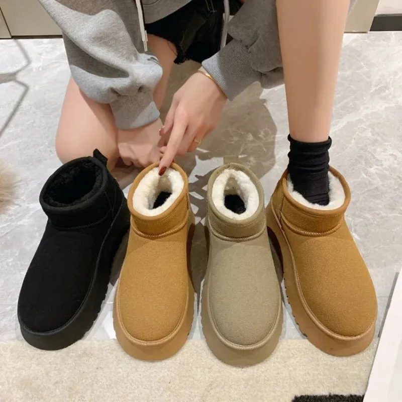 Thickened Fluff Women's Snow Boots Comfortable Warm Ankle Boots Women Winter Ladies Shoes Chunky