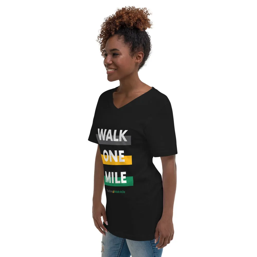 Unisex Walk One Mile Limited Edition Short Sleeve V-Neck T-Shirt